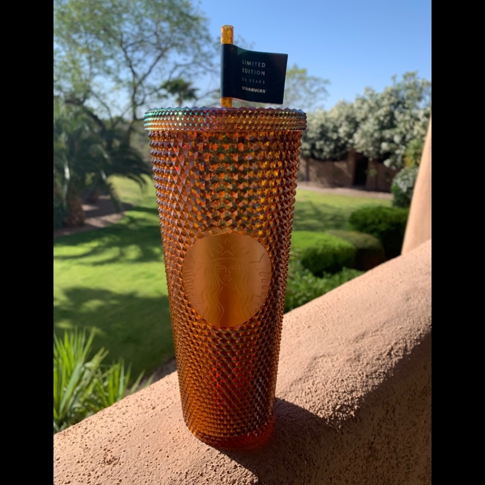 Starbucks 2021 50th anniversary gold studded Venti